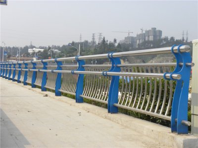 桥梁304镜光不锈钢复合管护栏 1.2m 蓝色