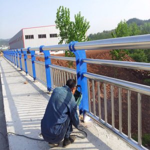 桥梁亚光不锈钢复合管护栏 1.2m 蓝色