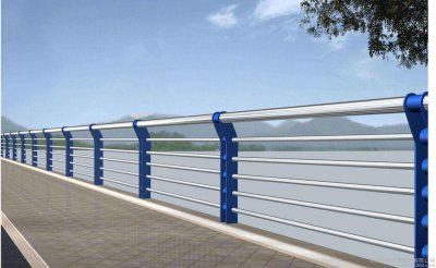桥梁河道镜光不锈钢复合管护栏 1050*50mm 蓝色